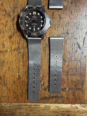 Genuine Omega NTTD 20mm Titanium Mesh Bracelet and Clasp (Short