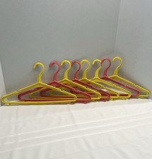 Vintage MCM 1960's Pink Yellow Clothes Hangers w/ Bar And Hooks Set Of 8 Retro