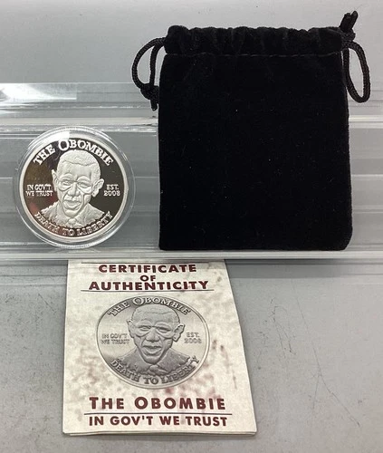 2008 1 Oz Silver The Obombie Barack Obama Proof Round In Gov’t We Trust W/ CoA