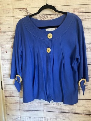 Willow 2 button open sweater jacket top size medium flowy 3/4 sleeves USA Cotton