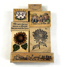 MIXED Lot of 7 Sunflower Family Flowers Garden Wood Mounted Rubber Stamps