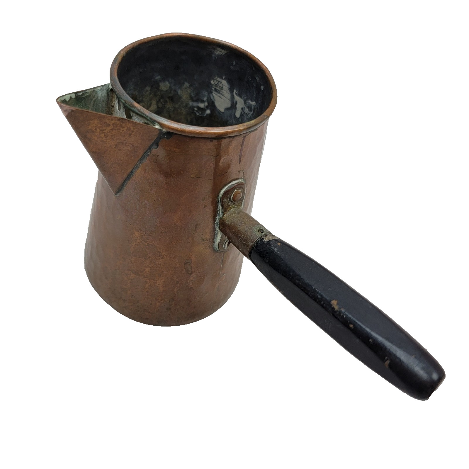 Vintage Turkish Coffee Pot, Arabic Coffee Maker, Hammered Copper, Wood Handle