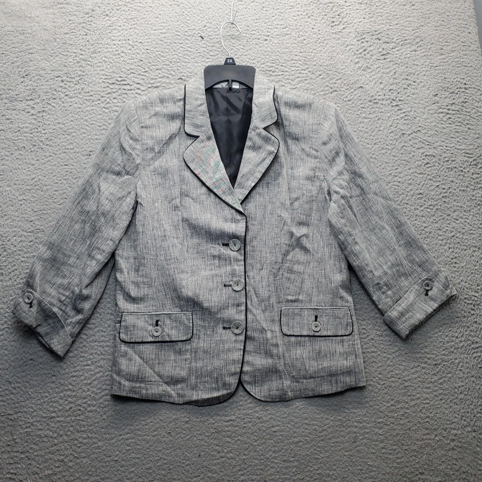 Traje Dressbarn 2 Piezas Para Mujer L Multi Lino Formal Solo Pecho Pico Solapa Foto 2 de 4