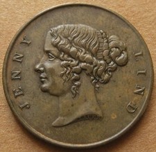 1850's Jenny Lind Opera Singer Game Counter - Brass 22mm Nice UNC - P.T. Barnum
