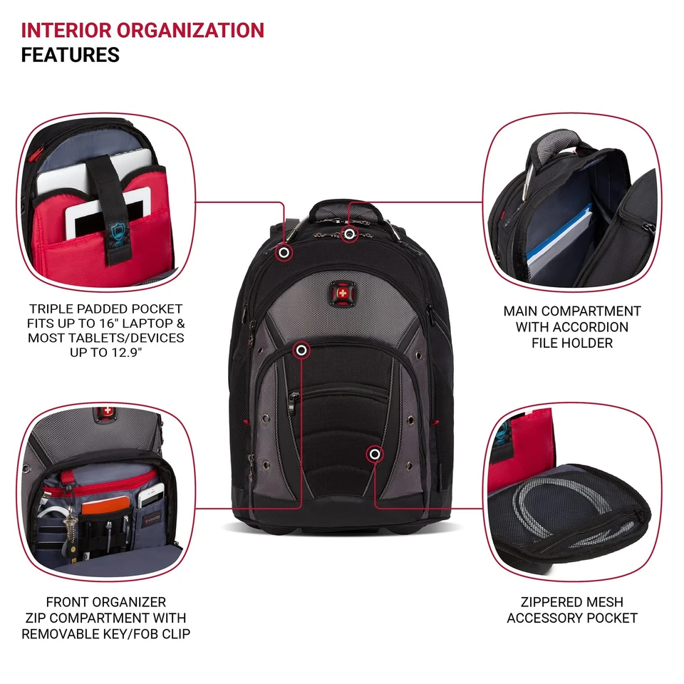 Wenger SYNERGY Estuche de Transporte Mochila para Notebook de 12.9" a 16" Negro/Gris 602683 Foto 4 de 4