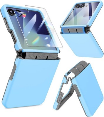 Samsung Galaxy Z Flip 7 Case with Hinge & Screen Protector Blue, Dual-Layer TPU+