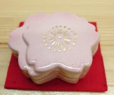 Hojuntei Raku Ware Kogo Layered Cherry Blossom Incense Container Rakuiri Box