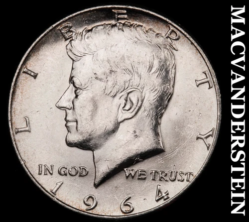 1964 Silver Kennedy Half Dollar - Choice Gem Brilliant Unc  Lustrous  #G7369
