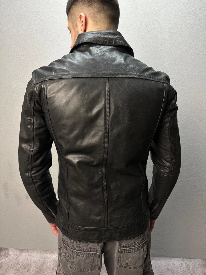 SUPERDRY Men's Leather Jacket Black Size S - Image 4 of 4