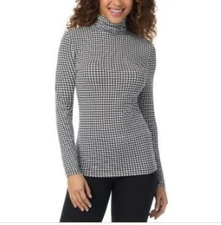 Cuddl Duds Women's Black/White Softwear Long-Sleeve Turtleneck Top L