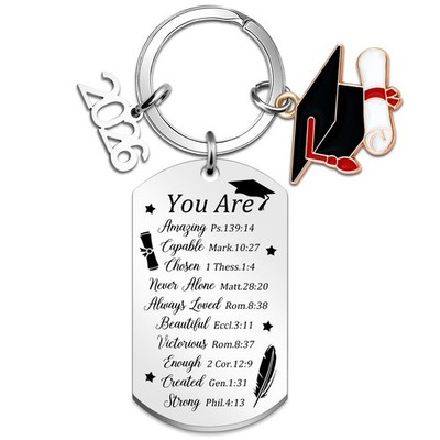 Yaxkvapu 2026 Graduation Gift Class of 2026 Keychain Small, Silver 