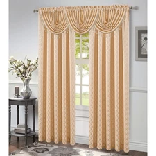 Robin Jacquard Rod Pocket Window Panel, Beige, 54x84 Inches