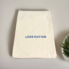 Louis Vuitton Dust Bag Cream Canvas Drawstring Storage Pouch Blue Logo