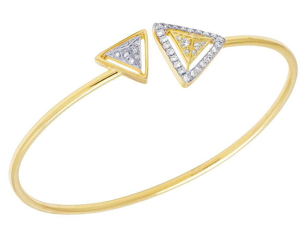 ブレスレット Triangle Bracelet #5995 Nested Triangles 1/2 CT Real Diamond Flex Bangle Bracelet