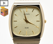 Vintage 1990 MINT SEIKO ALBA V701-5080 ESTATE Gold Squar Quartz Men's Watch JP