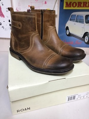 Roan Side Zip Staad Boots Mens Size 11 Brown Leather Pull-on Western Cap Toe