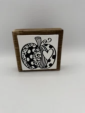 HANDCRAFTED Wood Fall Decor with Pumpkin - Heart and Cheetah design