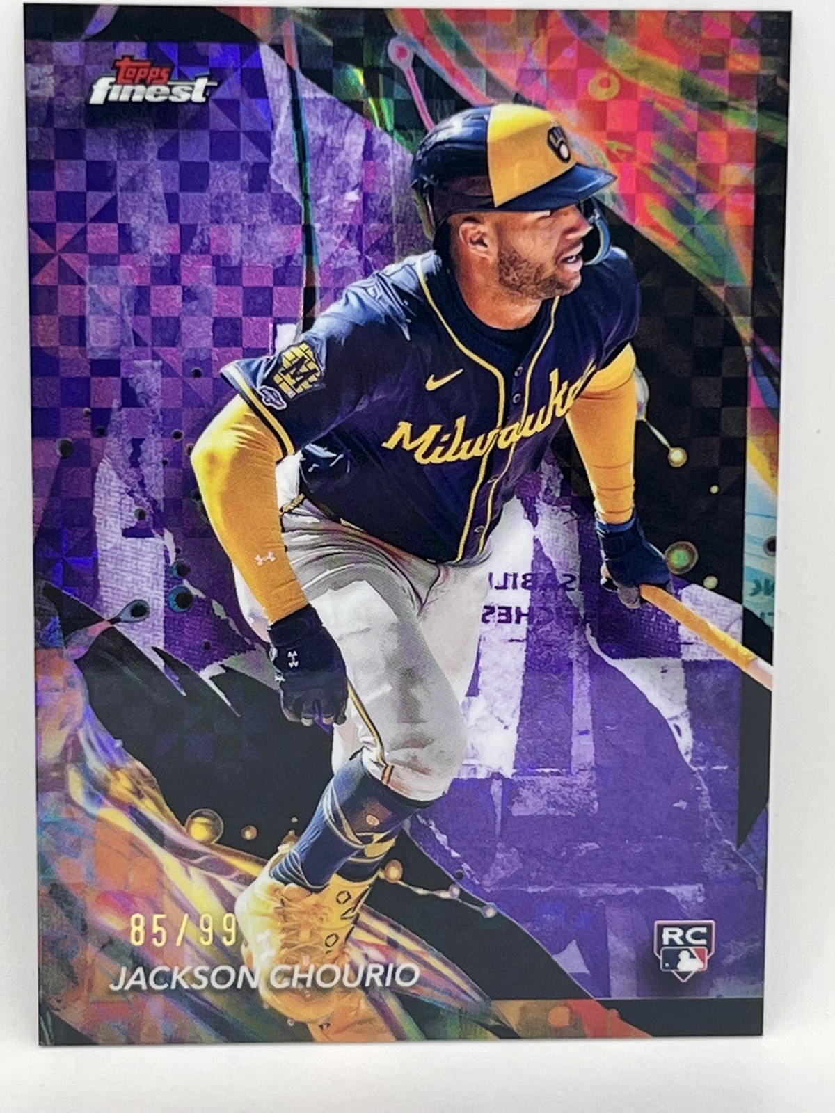 2024 Topps Finest Jackson Chourio #159 Uncommon X-Fractor Purple 85 /99 Brewers