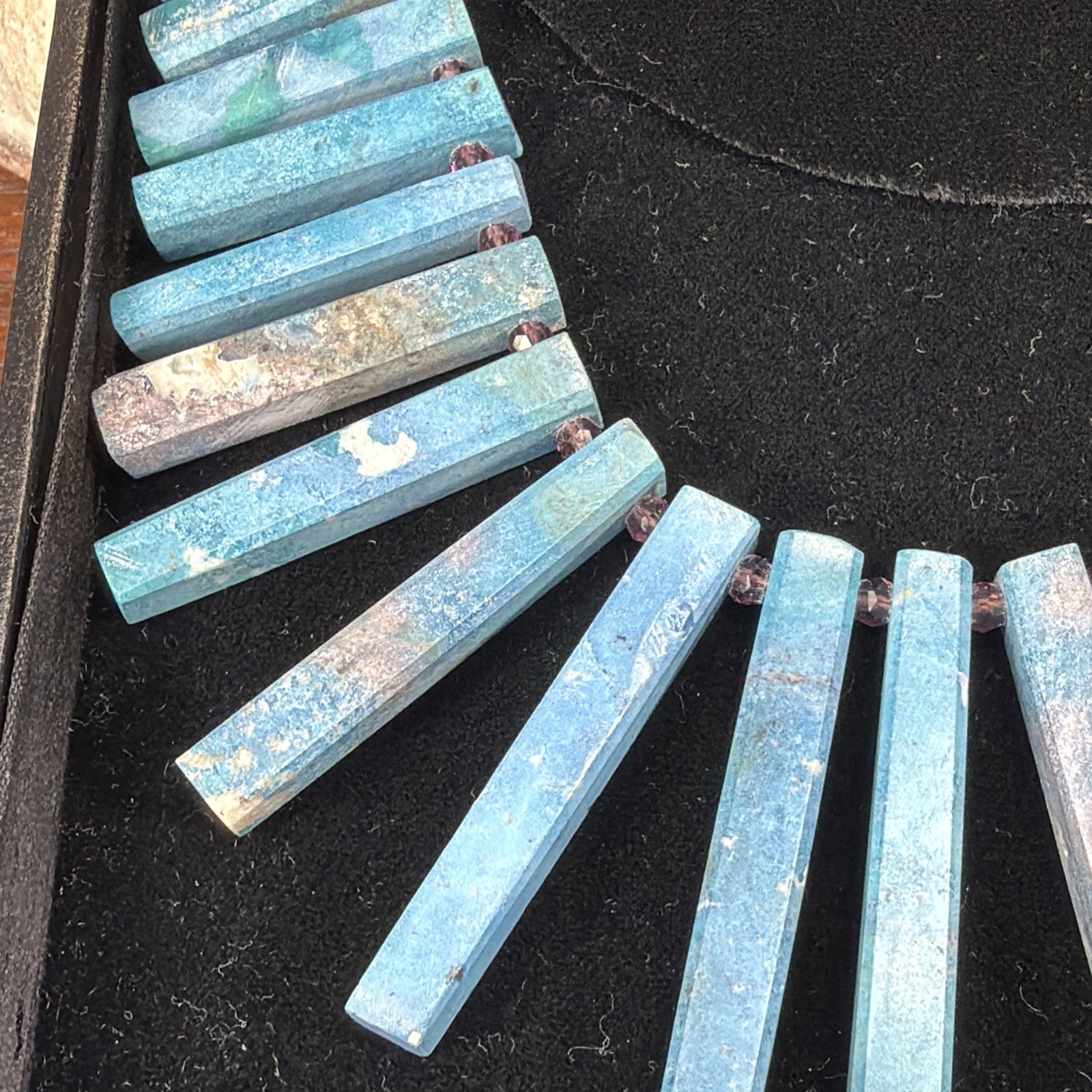 Turquoise Rectangular Bar Necklace Amethyst Silve… - image 7