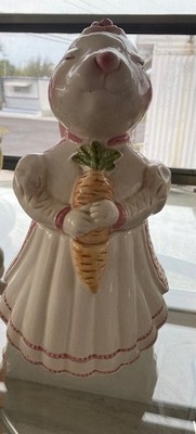 Weiss Hand Painted Bunny 12'' Rabbit Bride Carrot Cookie Jar  Brazil  So Cute!!!
