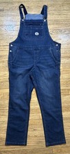 Berne Womens Vintage Washed Flex Denim Indigo Cotton Blend Bib Overall XL New