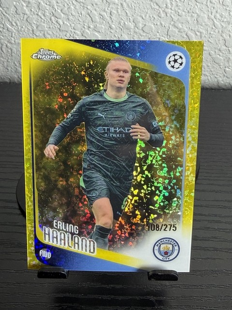 2025-26 Topps Chrome UEFA Erling Haaland Yellow Mini-Diamonds /275 Man City