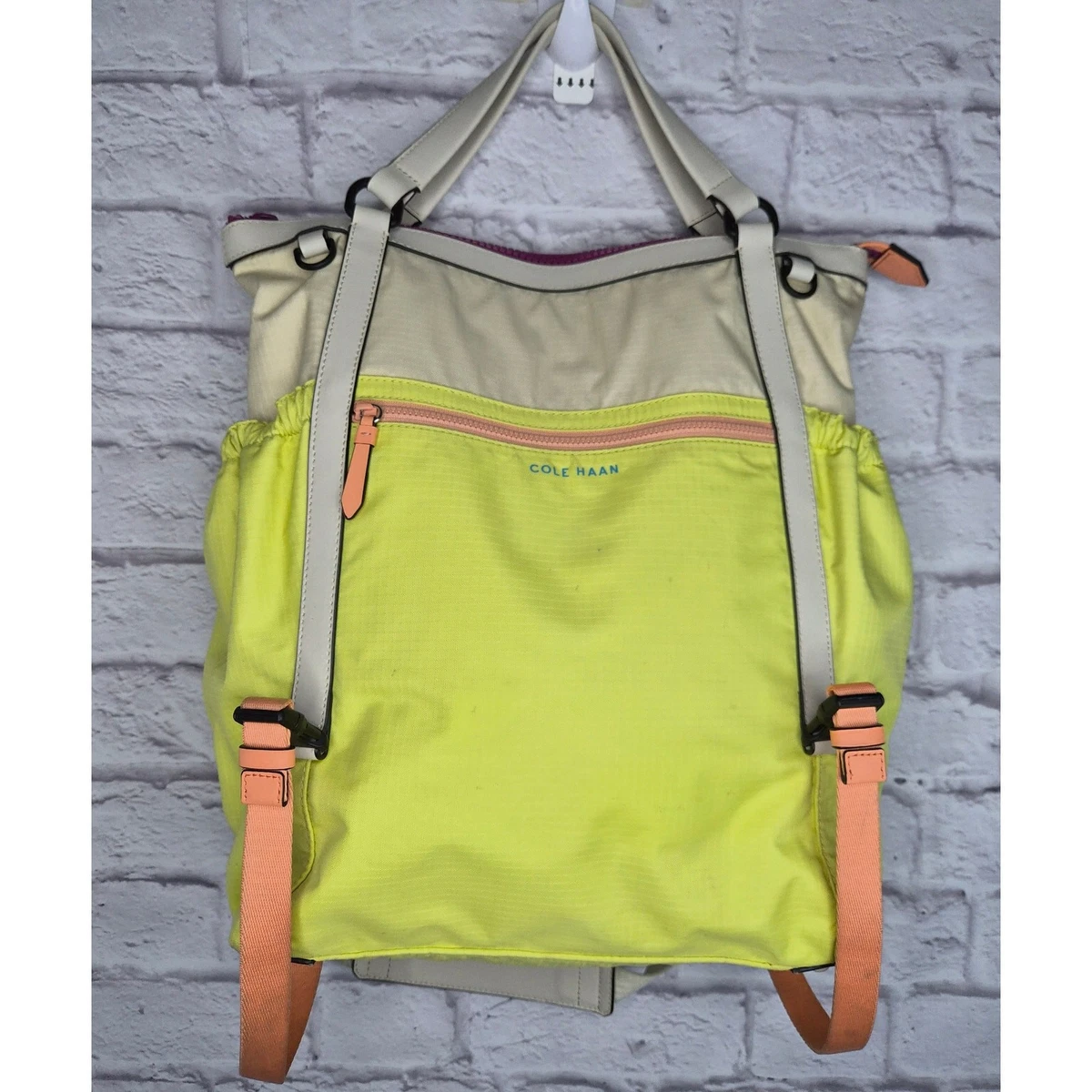 RARE Cole Haan Performance Grand Series Summer Lime Backpack Tote Bag Travel. luxury-women-cole-haan-used-  main image 4