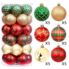 Christmas Ball Ornament Plastic 30pcs 2.36in Small Hanging Ball Xmas Decoration