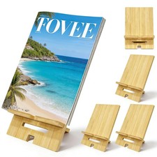 5 Pack Bamboo Book Stand for Display Natural Easel Display,...