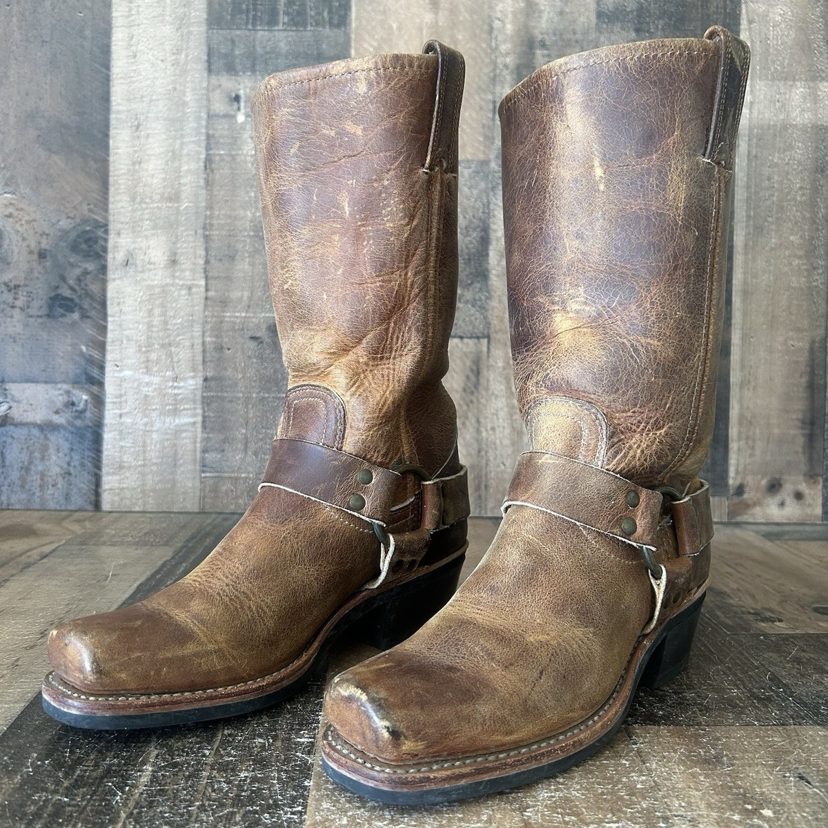 Frye 700 Buckle Harness Square Toe Moto Boots Womens 6.5 M | eBay