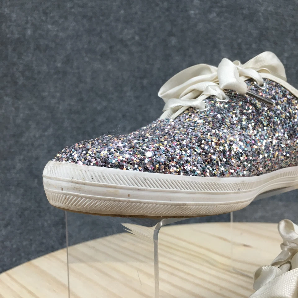 Zapatilla deportiva Keds X Kate Spade para mujer 6,5 plateada Champion brillo con cordones bajos WF57830 Foto 4 de 4