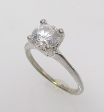 925 Sterling Silver Cubic Zirconia Round Engagement Ladies Ring Size 5 - 2.1G