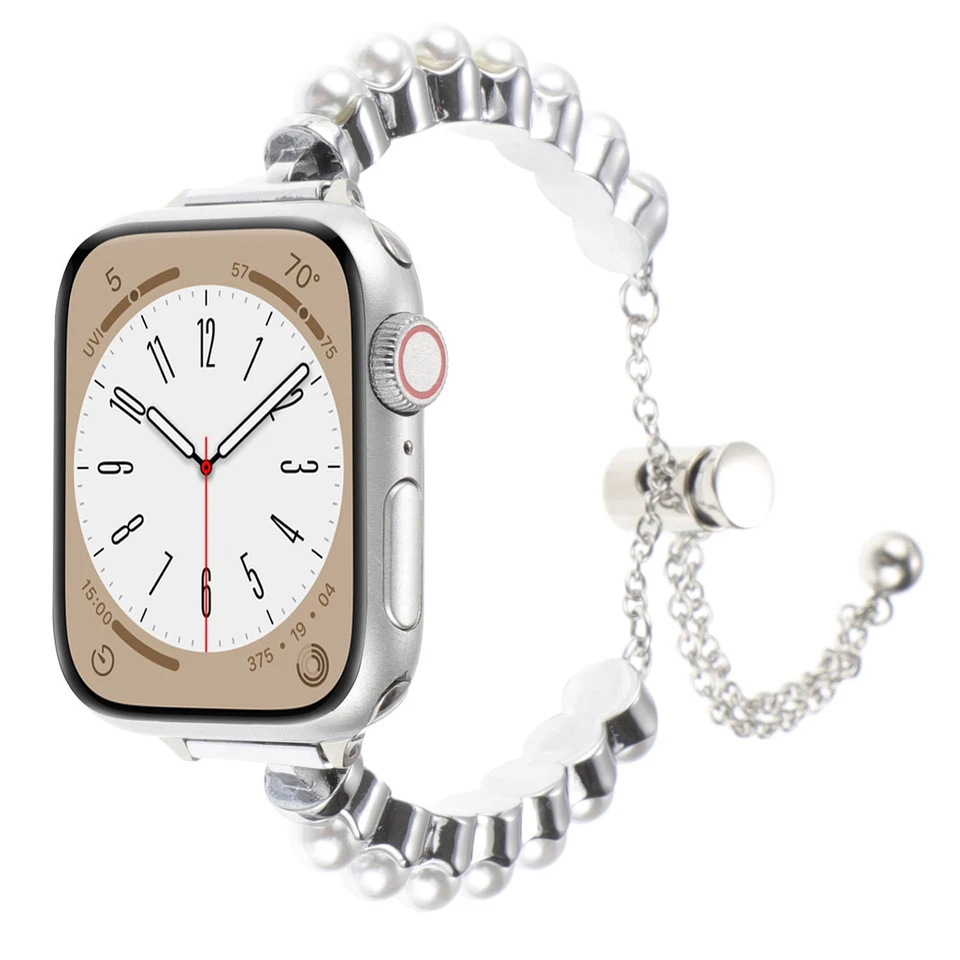 Correa brazalete con cuentas de perlas para iWatch Apple Watch 38 42 40 44 mm 41 45 49 mm pulsera Foto 4 de 4