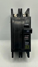 NEW SQUARE D QOUQ260RP Mini circuit breaker, QOU, 60A, 2 pole, 120/240VAC, 10kA,