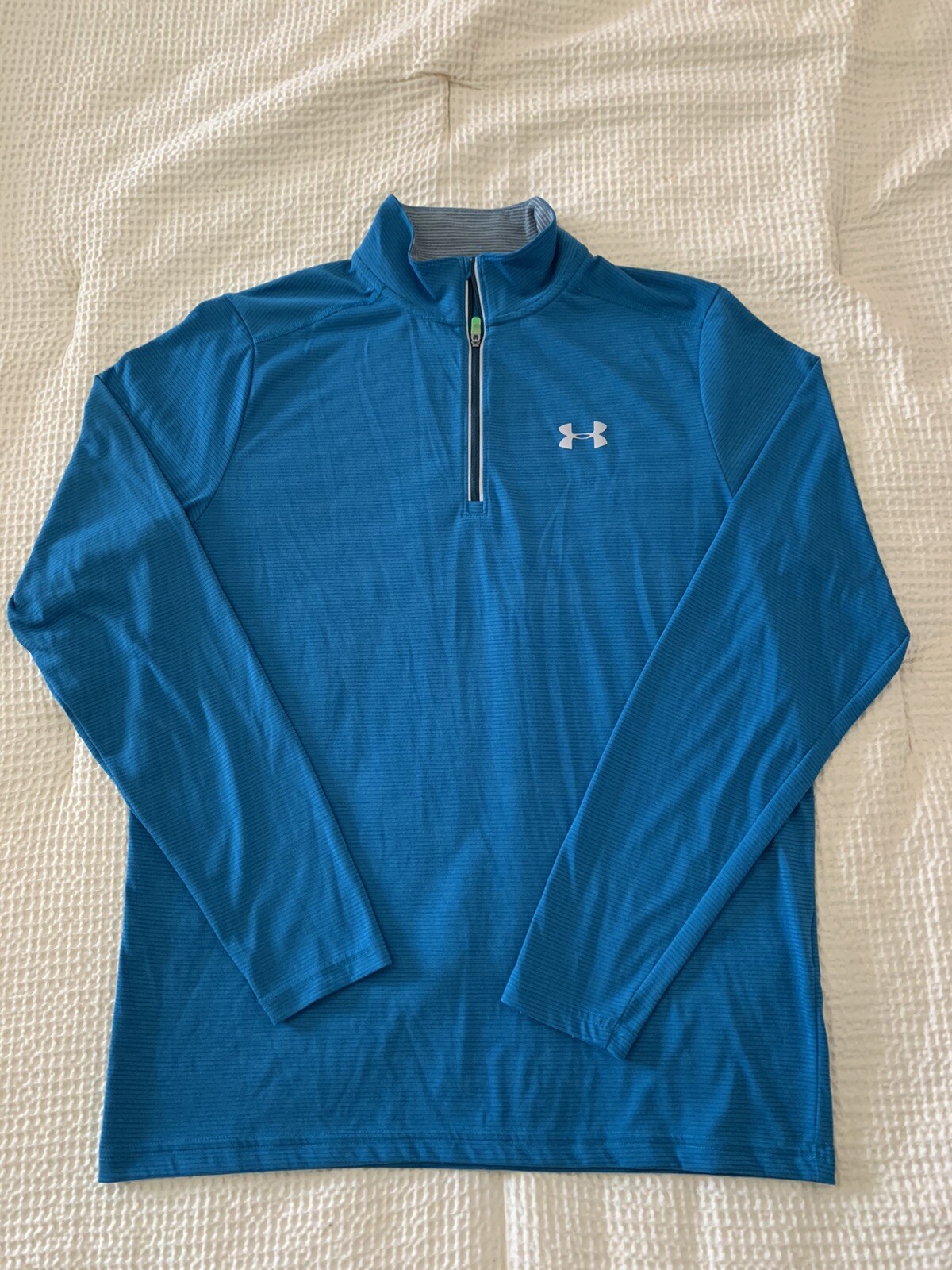 Under Armour Blue Fitted Threadborne Run Heatgear Half Zip Size Medium