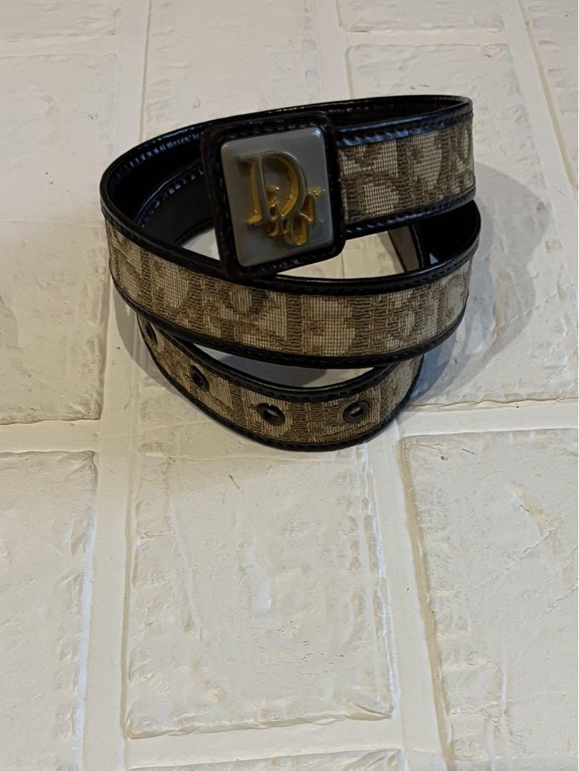 Christian Dior AUTHENTIC Vintage Brown Trotter Oblique Monogram CD Gold Belt 65 Christian Dior 1970 main image 2