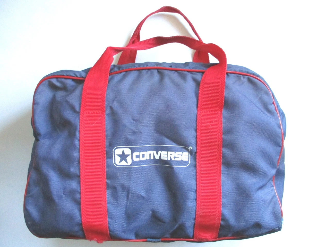 Spanien Siege forretning Vtg 80s Converse Nylon Duffel Gym Bag Blue Red Outside Zip Pocket Carry-On  | eBay