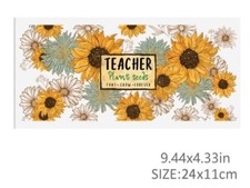 1 Piece Teacher sunflower daisy UV DTF Cup Wrap, Transfer Stickers for Glass