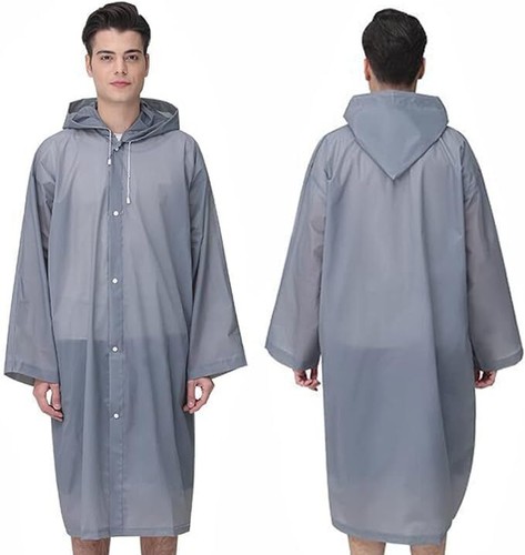2 Pack Rain Ponchos for Men Women Reusable Raincoat with Hood - Picture 5 of 8