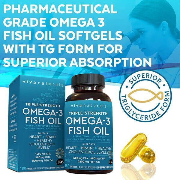  Triple Strength Omega 3 Fish Oil Supplement - 2200mg