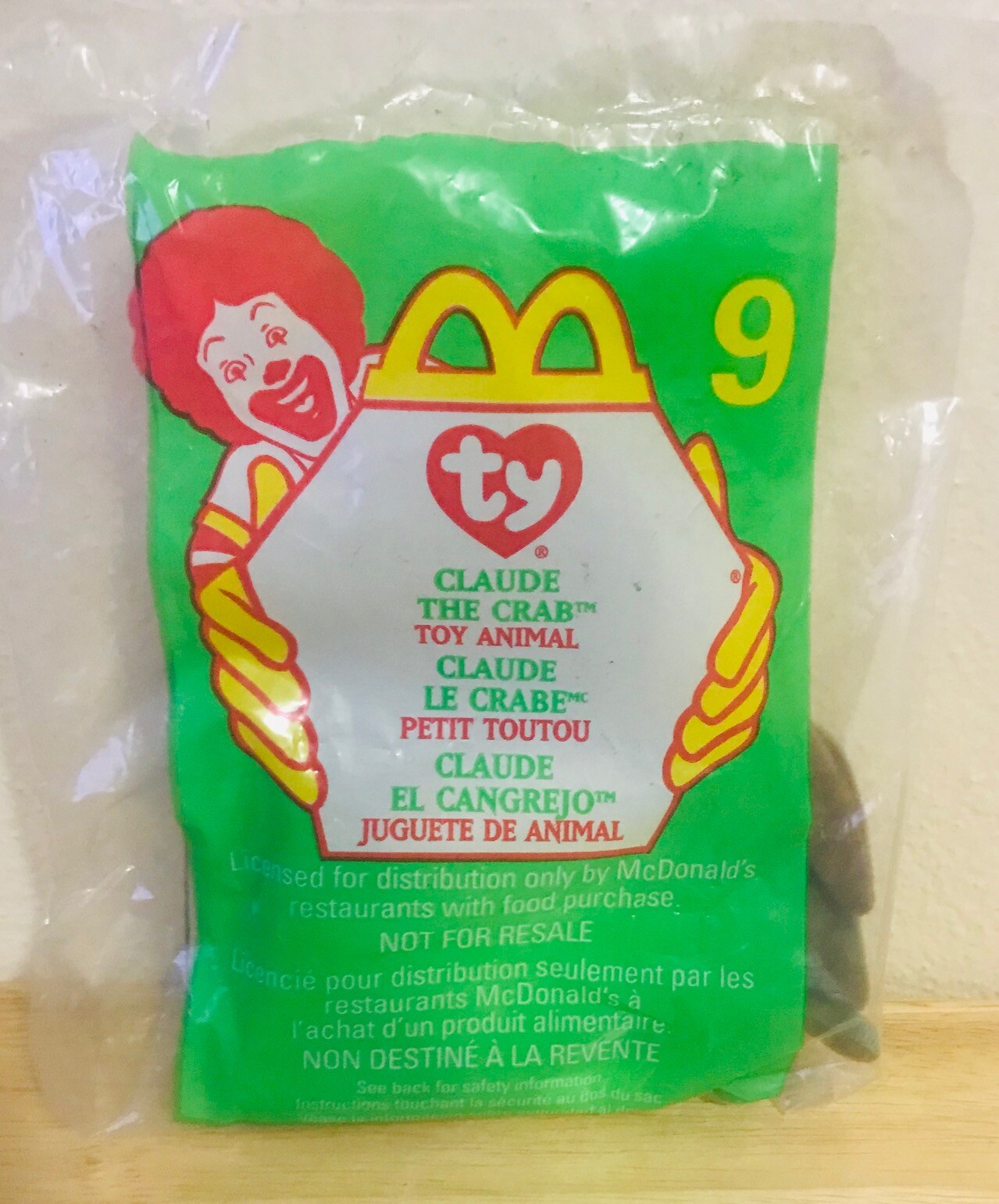 TY Beanie Babies Antsy Claud The Crab #9 1999 McDonalds Happy Meal Plush in Bag
