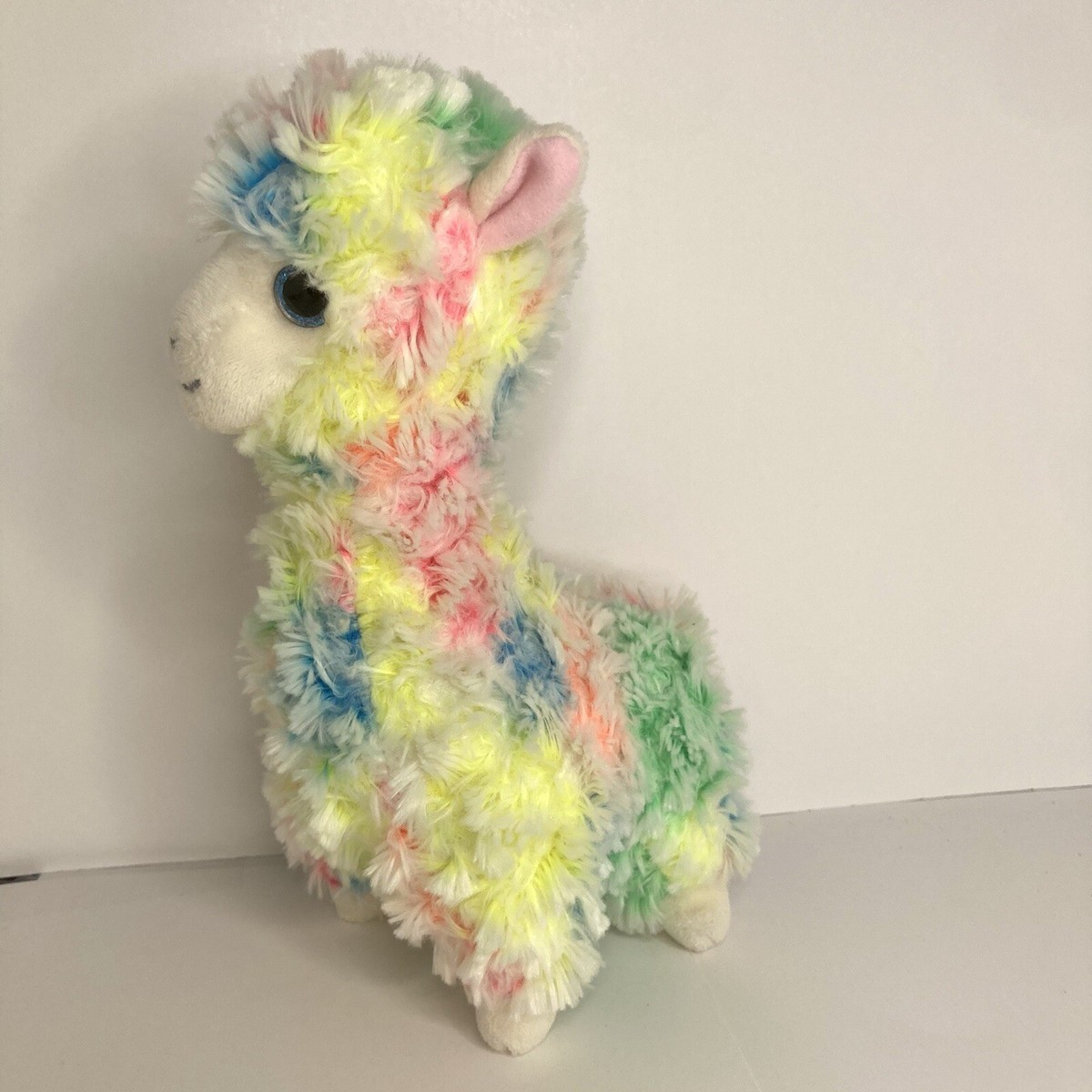 Ty Beanie Babies Lola 8” Rainbow Llama Plush Stuffed Animal Blue