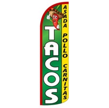 Tacos Bandiera Svolazzante Piuma Striscione Swooper Extra Larga Senza Vento 100D TESSUTO