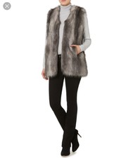Linea Faux Fur Gilet In Mixed Grey