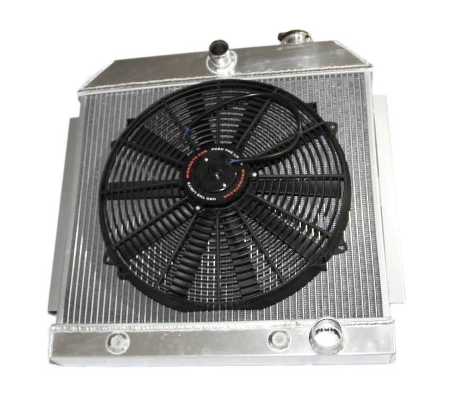 Radiador de rendimiento de 3 núcleos + ventilador de 16" para 55-57 Chevy Bel Air/Nomad/150/250 MT V8 Foto 3 de 4