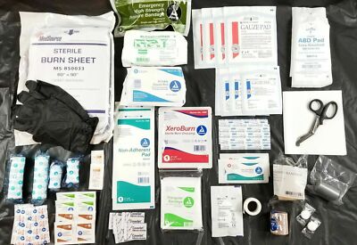 70 Piece Bandage Kit w/Scissors & Meds - First Aid Refill Emergency Trauma IFAK