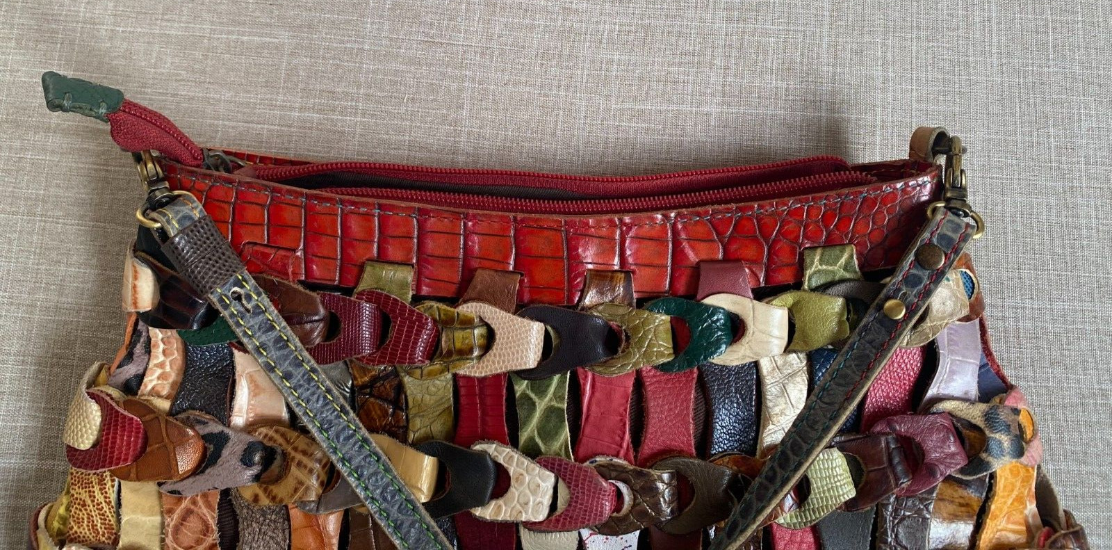 Vintage Leather Patchwork Multicolour Multi-Textu… - image 11