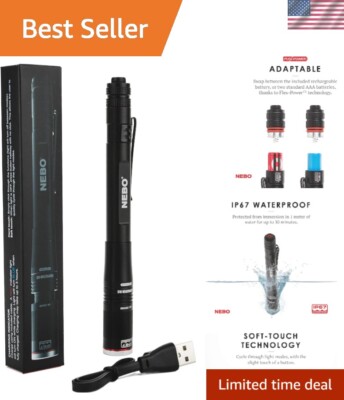 Rechargeable Pen Light Flashlight 360-Lumens Inspector Flashlights Features F...