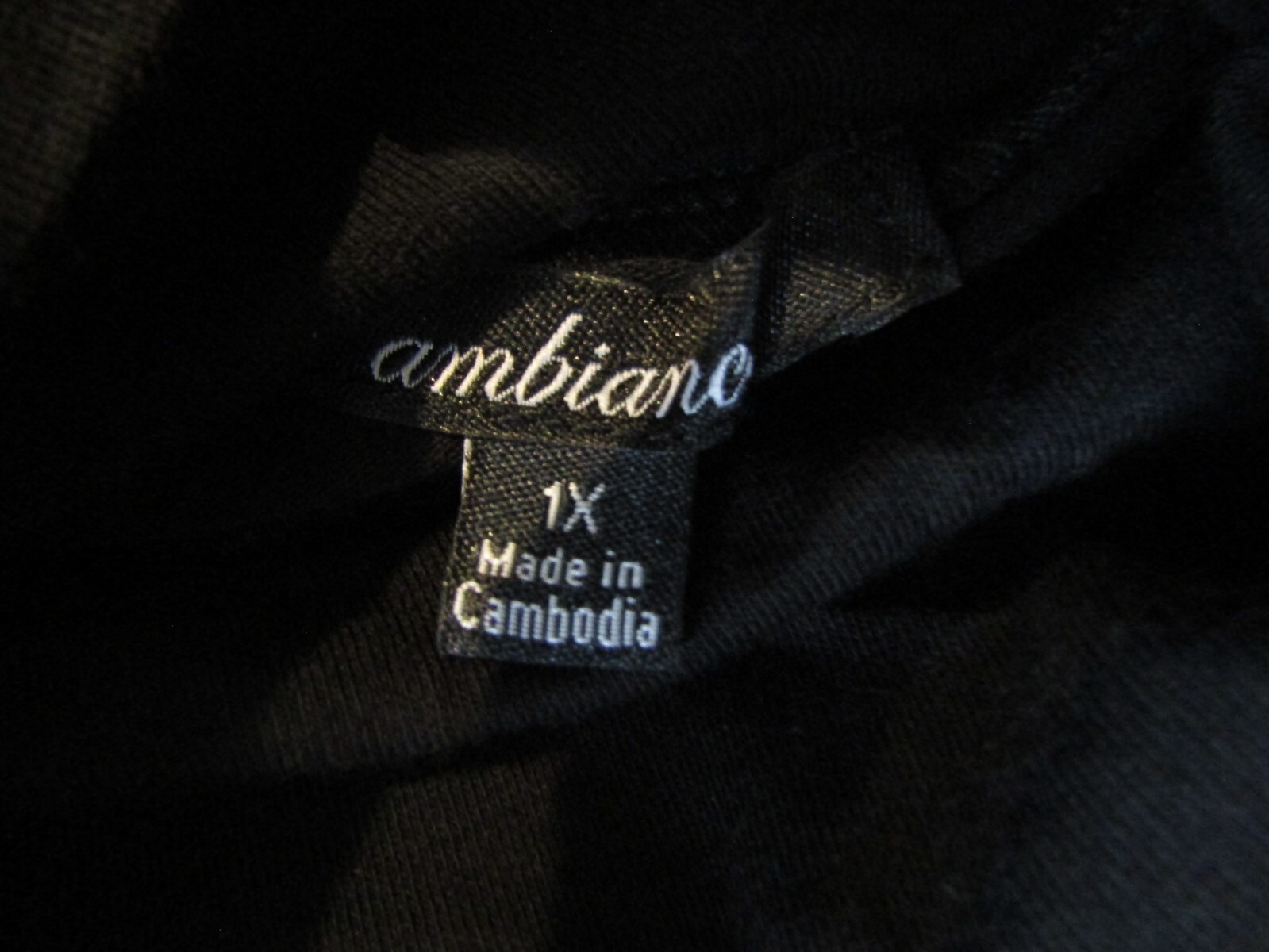 NIB Ambiance Black Turtle-Neck Long Sleeve Cotton/Spandex Top Blouse Women's 1x