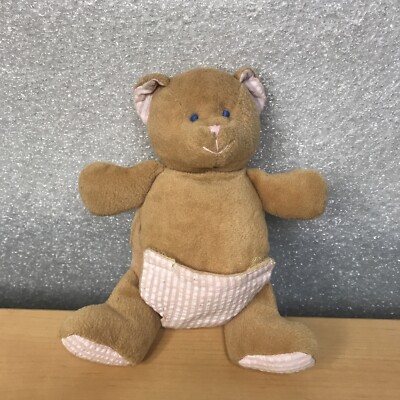 Russ Baby Stroller Buddies Teddy Bear w Pink Diaper Soft Baby Toy Vintage! 7''